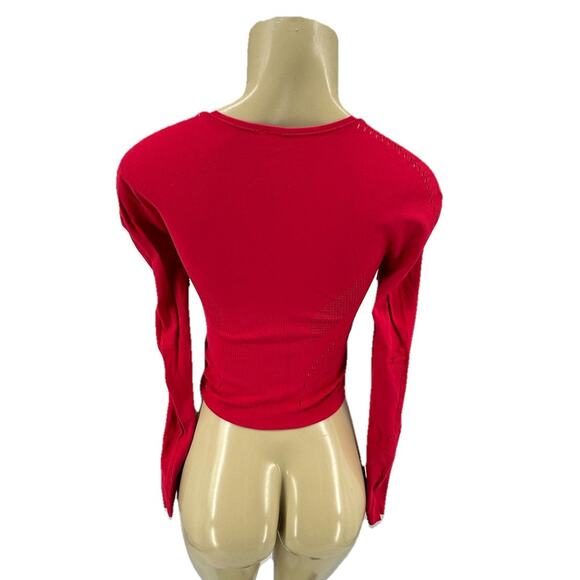 Fabletics Small? Women Sarah SculptKnit® Long-Sleeve Top Red Cropped G5 - Picture 3 of 8